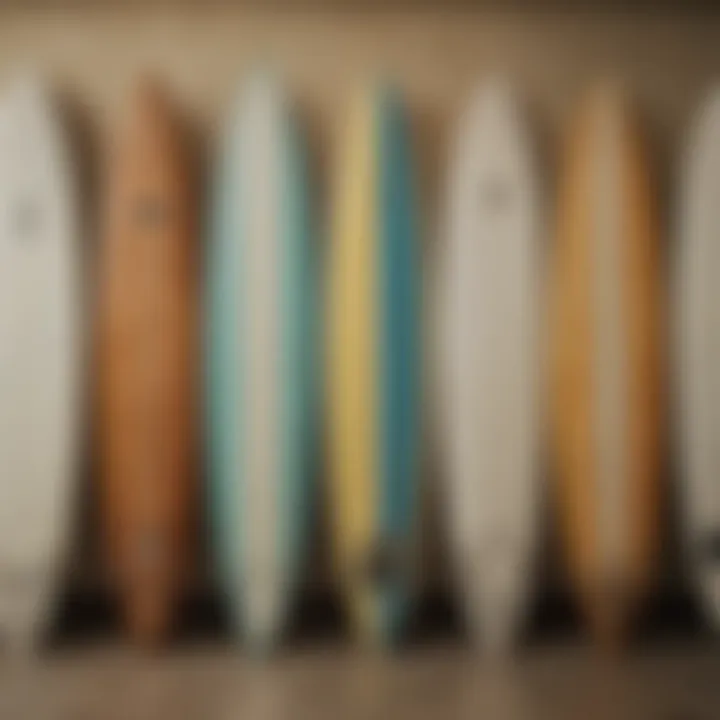 A close-up of a vintage surfboard showcasing its evolution.