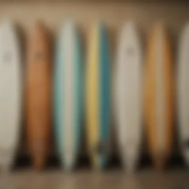 The Evolution of Surfboards A close-up of a vintage surfboard showcasing its evolution.