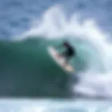 Surfer executing an ollie maneuver on a wave
