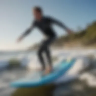 A surfer enjoying the waves with a stylish boogie board