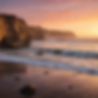 Challenging surf at Sunset Cliffs, with dramatic rock formations in the background.