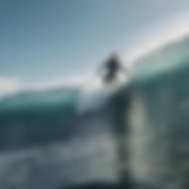 Close-up of a surfer riding a wave