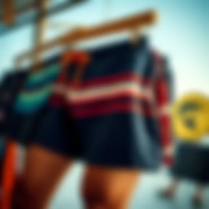 Trendy Design Variations of Boardshorts Trendy design variations of stretch boardshorts on display
