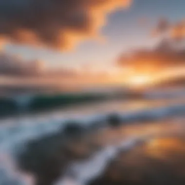 Sunset Over Hawaiian Coastline A vibrant sunset over the Hawaiian coastline symbolizing peace and connection