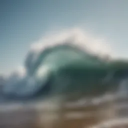 Dynamic wind waves crashing on the shore