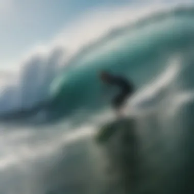 A surfer tackling a powerful wave