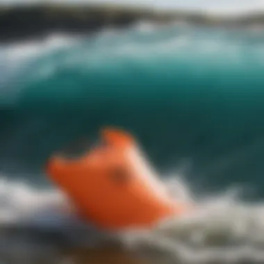 A vibrant dry bag floating on ocean waves