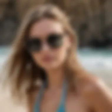 Trendy surf sunglasses showcased in a stylish beach setting