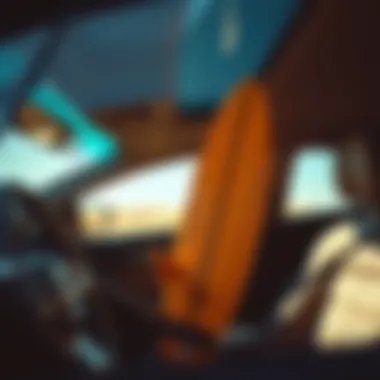 Finger Surfboard as a Unique Car Accessory Finger surfboard showcased inside a stylish car interior