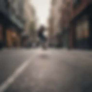 A skateboarder performing a no comply trick on an urban street.