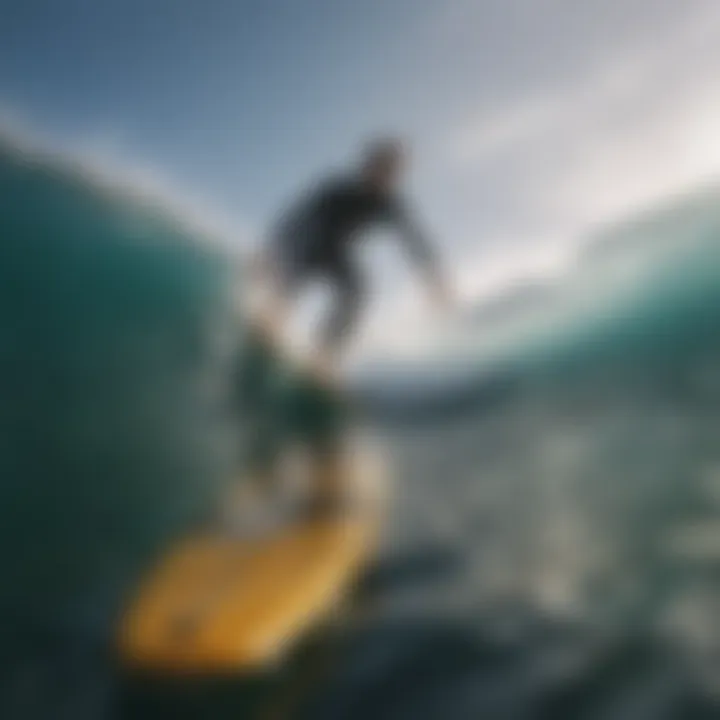 Close-up of a surfer's board gliding through water