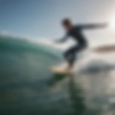 A dynamic scene of surfers practicing with specialized surfboards