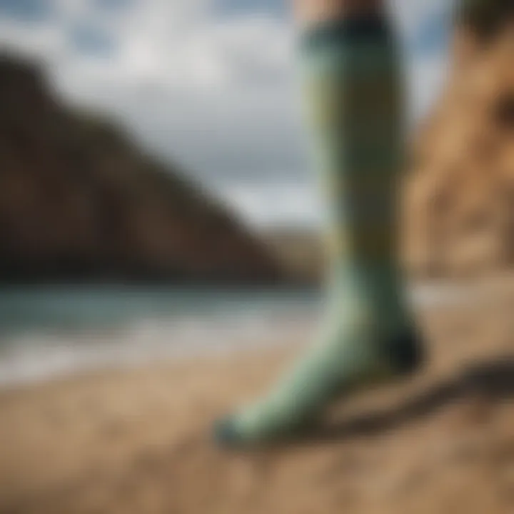 A variety of eco-friendly materials used in surfing socks