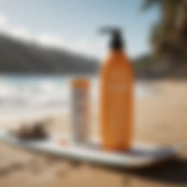 Eco-friendly sunscreen options displayed on a beach