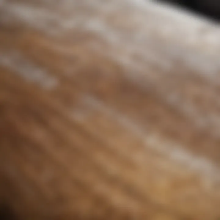 A close-up of a surfboard adorned with traditional Hawaiian patterns.