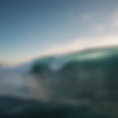 Aerial view of surfers riding waves