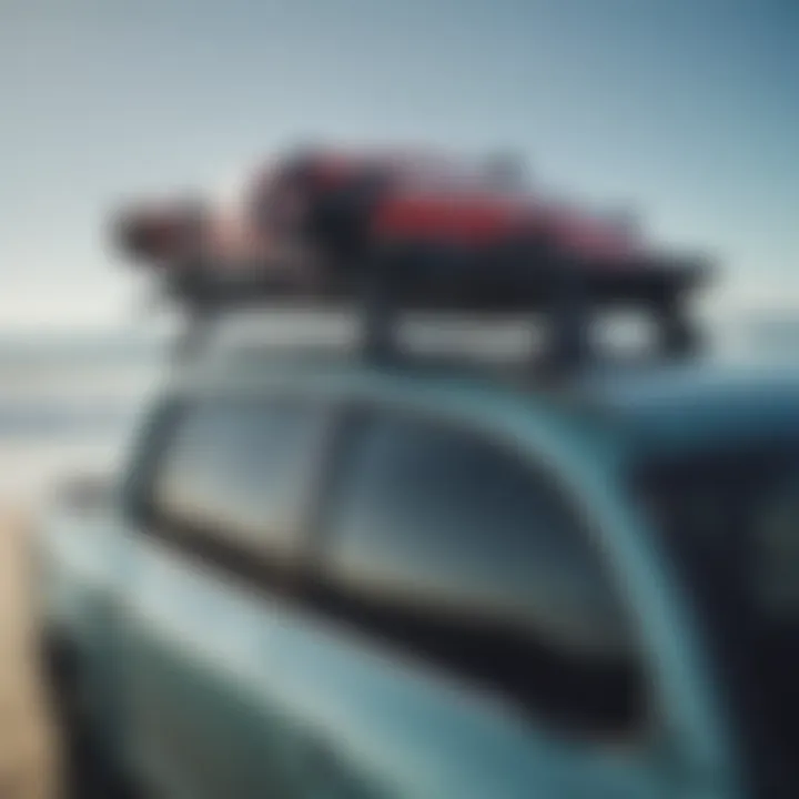 Close-up of surf rack on Toyota Tacoma