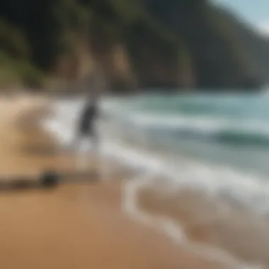 An angler using the Ugly Stik Surf Rod Combo on a picturesque beach setting