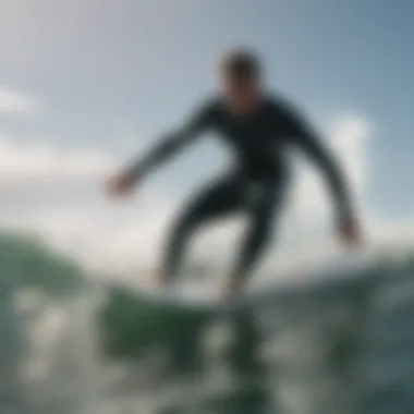 Surfer mastering technique on the waves