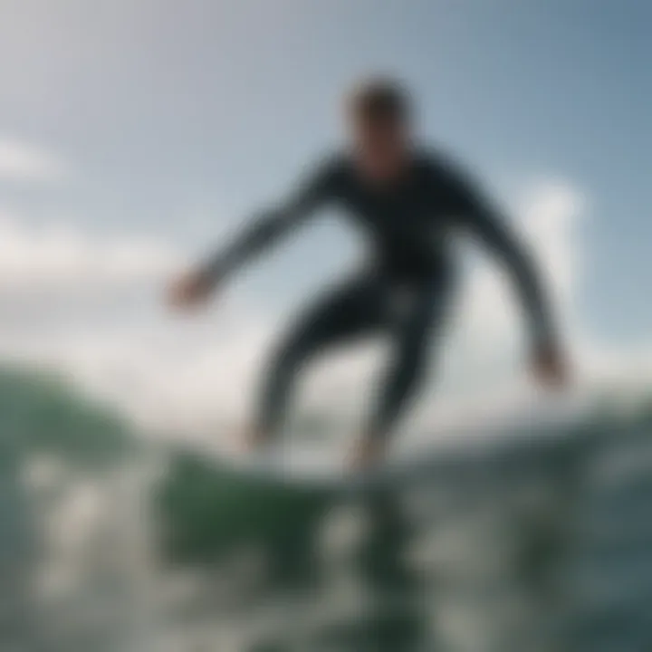 Surfer mastering technique on the waves