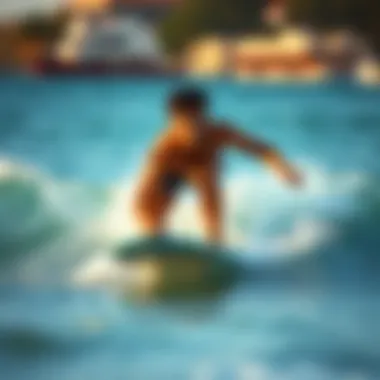 Surfer engaging in sustainable practices