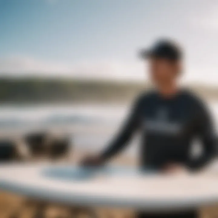 Surfboard maintenance tips being demonstrated