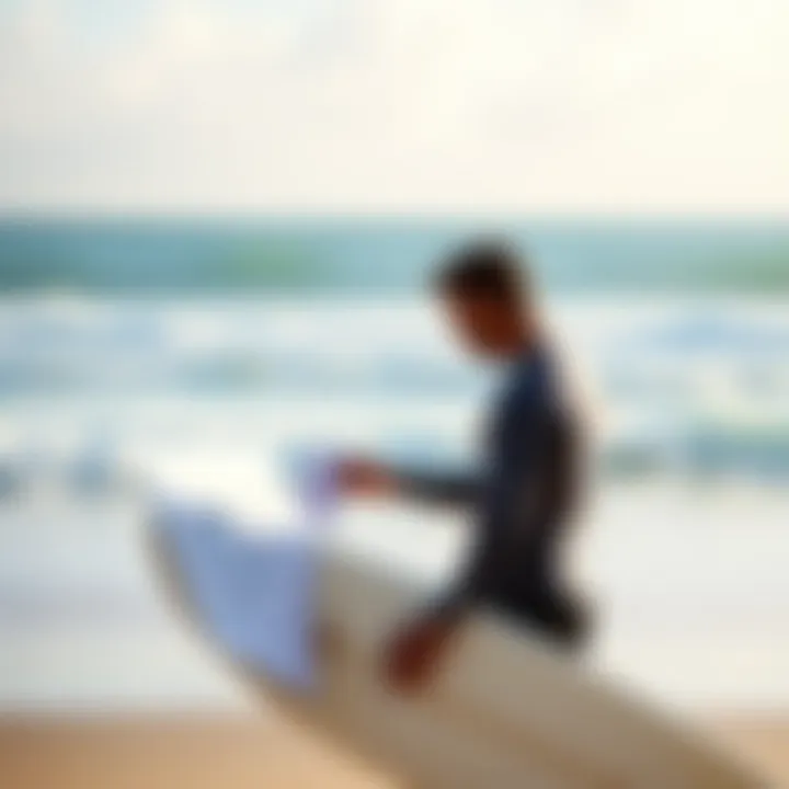 Interpreting Swell Charts for Better Surfing Surfer interpreting swell charts on a beach