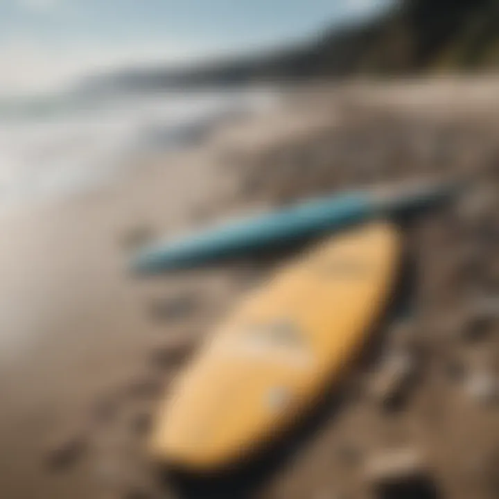 A polluted beach with discarded waste