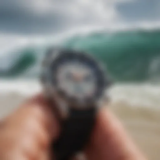 A sleek tide indicator watch designed for surfers