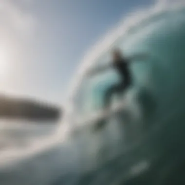 Surfer catching a wave with ideal wind conditions