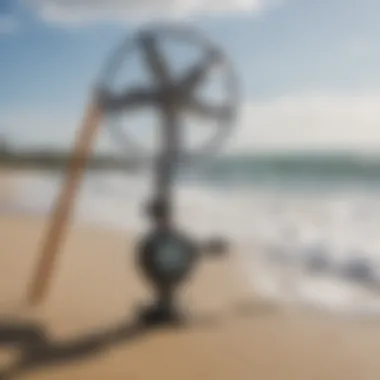 Anemometer measuring wind speed on the beach