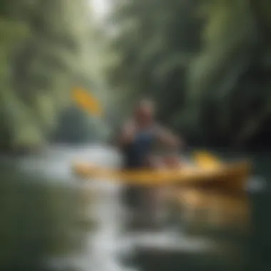 User enjoying kayaking with a folding model