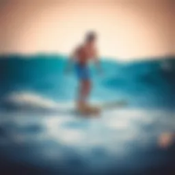 A surfer practicing balance on a balance board