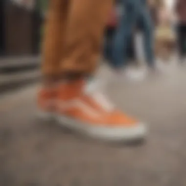 Group of diverse individuals wearing Vans 70s shoes in an urban setting