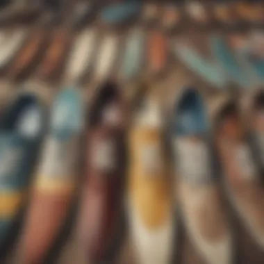 Vans 70s shoes displayed alongside vintage surfboards