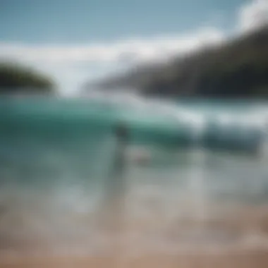 The picturesque Makena beach with surfers enjoying the pristine waters.