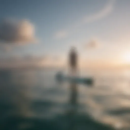 A wide stand up paddle board gliding across a calm ocean surface