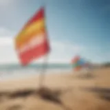 Colorful wind flags fluttering on the beach