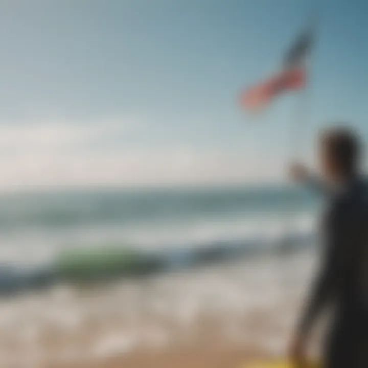 Surfer observing wind flag signals