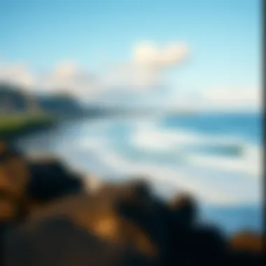 Popular Surfing Beach in Oahu A panoramic view of a popular wind surfing beach in Oahu